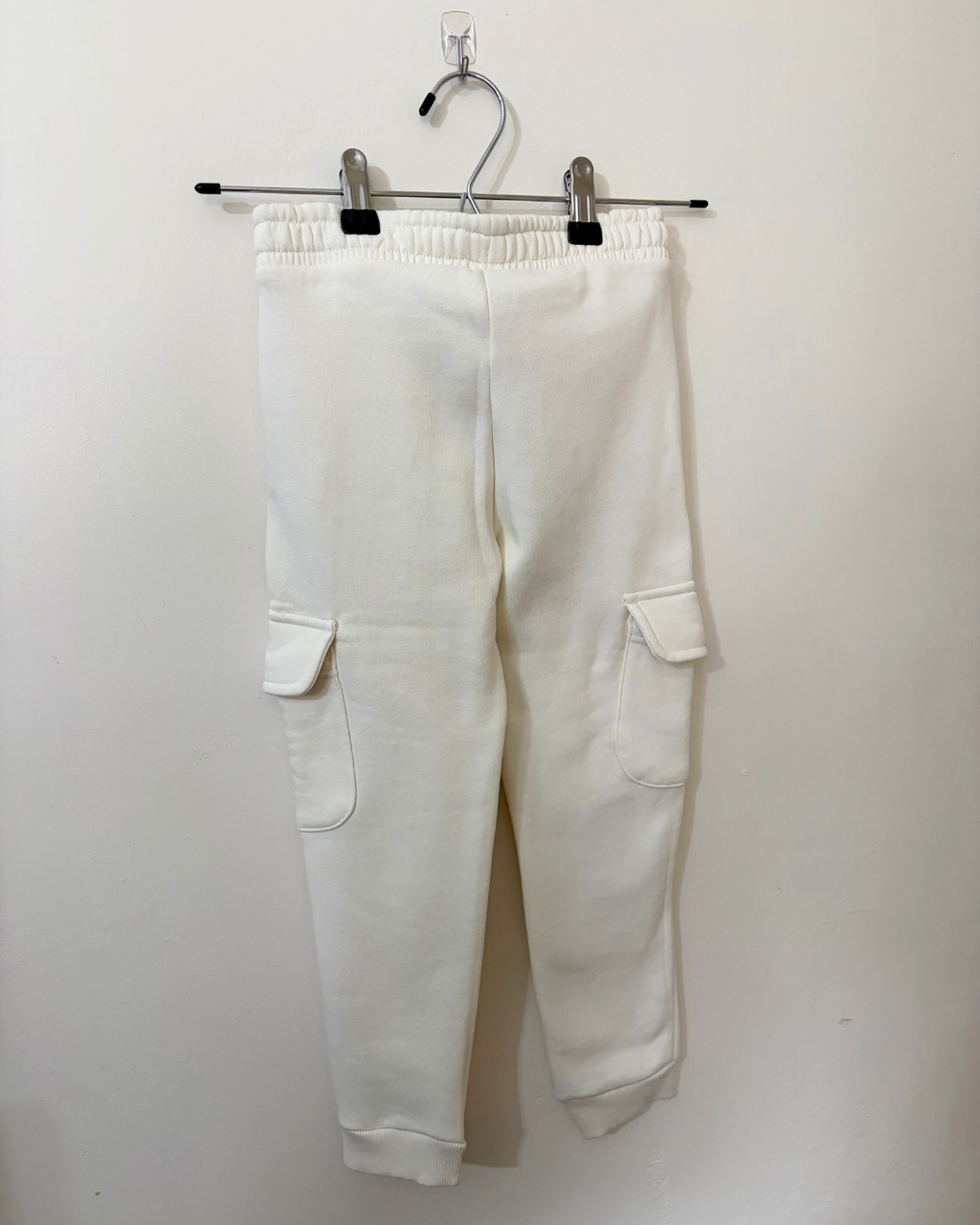 Ex High Street Next Stock Kids Cream Fleece Lined Cargo Joggers